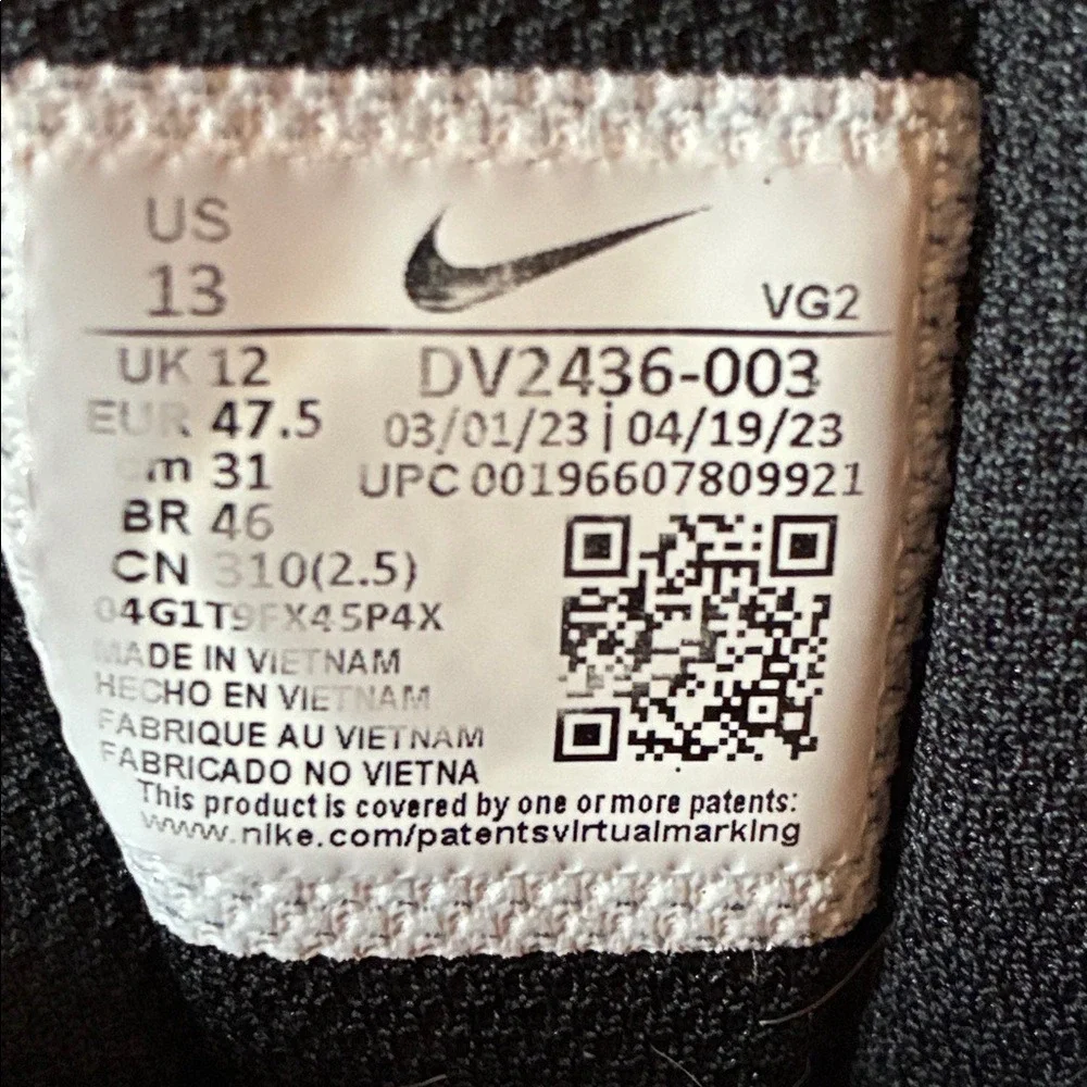 NIKE Men's Size 13 Black Anthracite E-Series AD Tennis‎ Shoes Athletic Sneakers